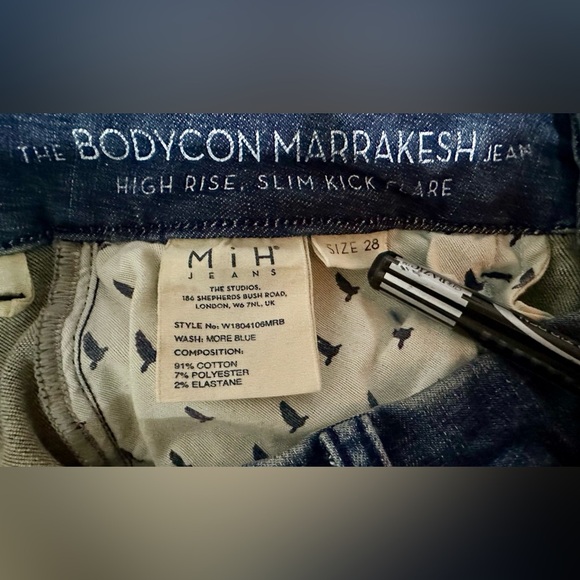 069 M.i.h Jeans | UK NWOT Bodycon Marrakesh Blue Jean - Made in UK (Size 28) - Picture 5 of 9